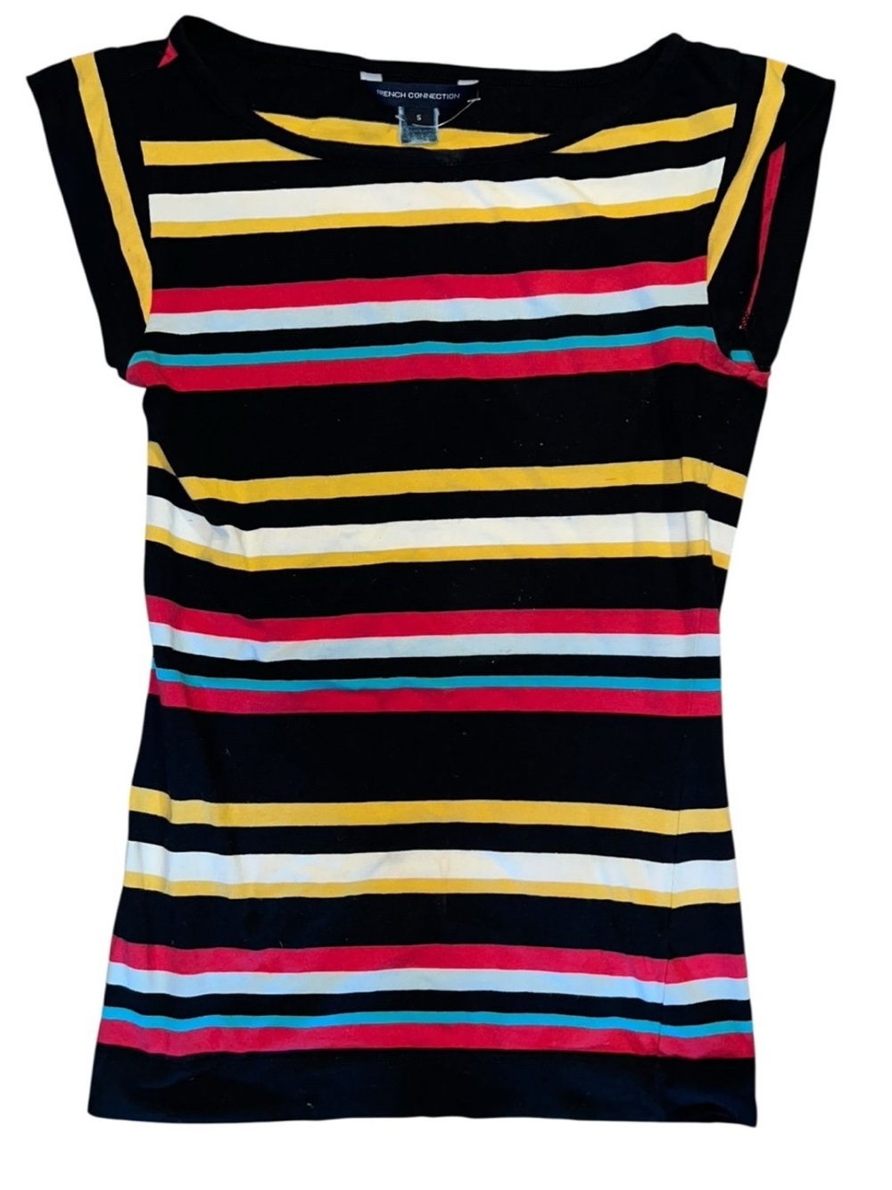 French Connection Striped Short Sleeve T-Shirt Knit Top blouse  size S